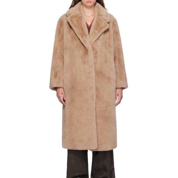 Stand Studio Beige Maria Faux-Fur Coat  Size Small - Picture 10 of 10